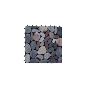 Outdoor stone pebble wpc interlocking deck tiles